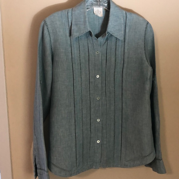 dbLIFE linen eyelet button down shirt - Picture 4 of 16